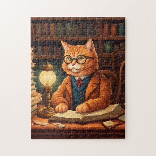 chat de bibliothèque #15 puzzle (Vertical)