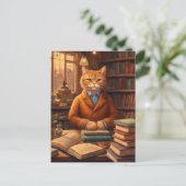 chat de bibliothèque #16 carte postale (Debout devant)