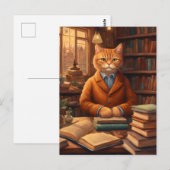 chat de bibliothèque #16 carte postale (Devant / Derrière)