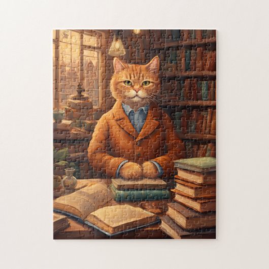 chat de bibliothèque #16 puzzle (Vertical)