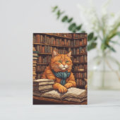 chat de bibliothèque #17 carte postale (Debout devant)