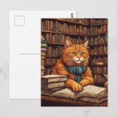chat de bibliothèque #17 carte postale (Devant / Derrière)