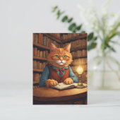 chat de bibliothèque #18 carte postale (Debout devant)