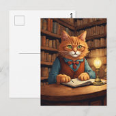 chat de bibliothèque #18 carte postale (Devant / Derrière)