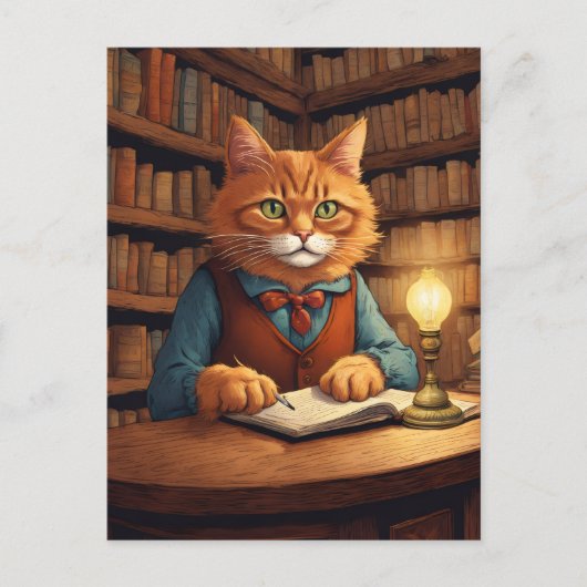 chat de bibliothèque #18 carte postale (Devant)