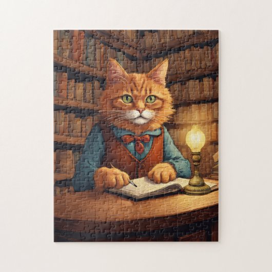 chat de bibliothèque #18 puzzle (Vertical)
