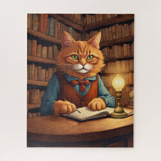 chat de bibliothèque #18 puzzle (Vertical)