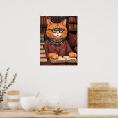 chat de bibliothèque #19 affiche (Cuisine)