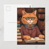 chat de bibliothèque #19 carte postale (Devant / Derrière)