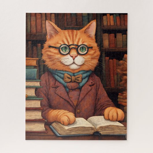 chat de bibliothèque #19 puzzle (Vertical)