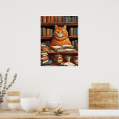 chat de bibliothèque #1 affiche (Cuisine)