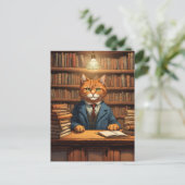 chat de bibliothèque #20 carte postale (Debout devant)