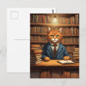 chat de bibliothèque #20 carte postale (Devant / Derrière)