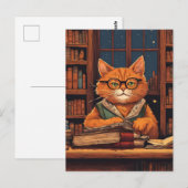 chat de bibliothèque #21 carte postale (Devant / Derrière)