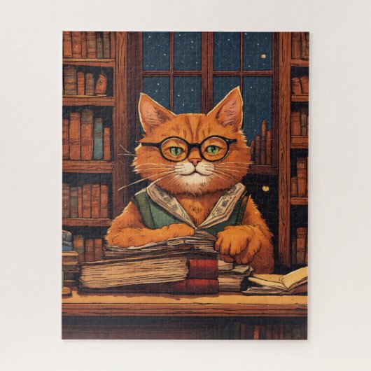 chat de bibliothèque #21 puzzle (Vertical)