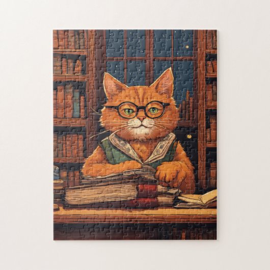 chat de bibliothèque #21 puzzle (Vertical)