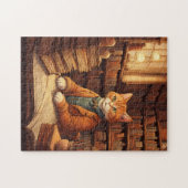 chat de bibliothèque #2 puzzle (Horizontal)