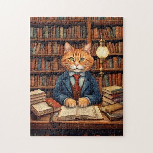 chat de bibliothèque #3 puzzle (Vertical)