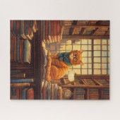 chat de bibliothèque #4 puzzle (Horizontal)