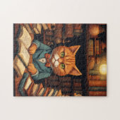 chat de bibliothèque #5 puzzle (Horizontal)