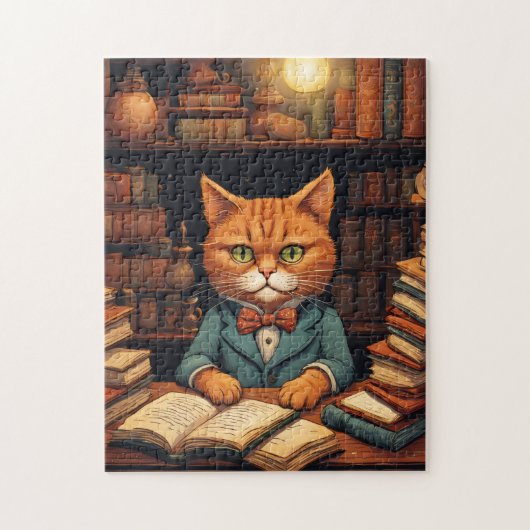 chat de bibliothèque #5 puzzle (Vertical)