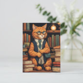 chat de bibliothèque #6 carte postale (Debout devant)