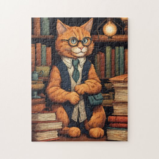 chat de bibliothèque #6 puzzle (Vertical)