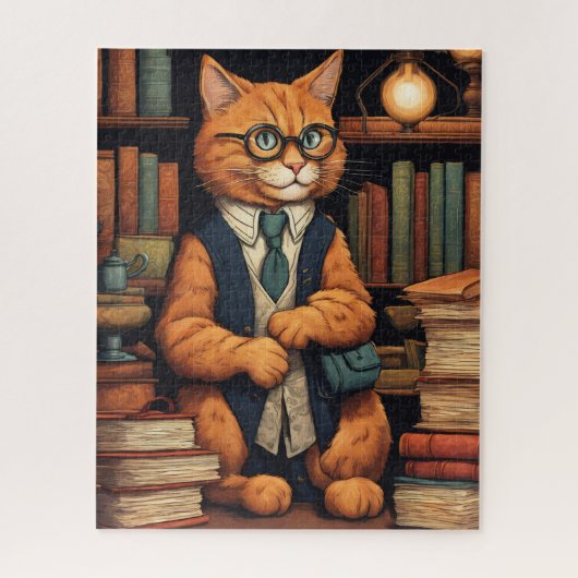 chat de bibliothèque #6 puzzle (Vertical)