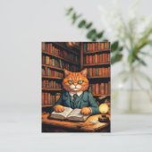 chat de bibliothèque #7 carte postale (Debout devant)
