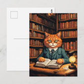chat de bibliothèque #7 carte postale (Devant / Derrière)