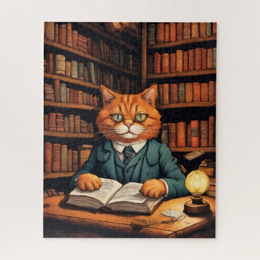 chat de bibliothèque #7 puzzle (Vertical)