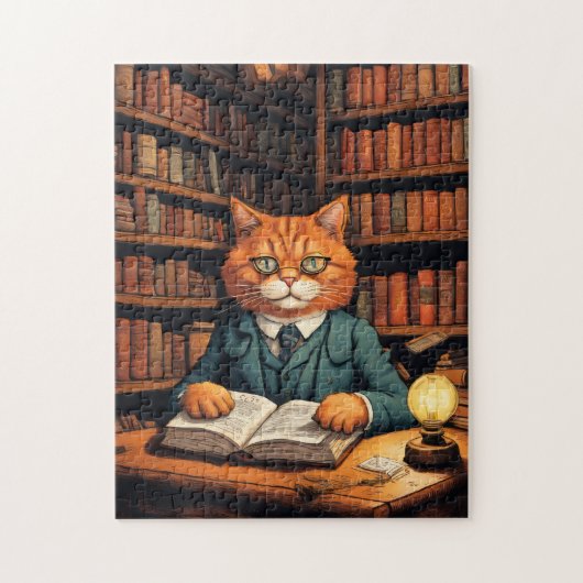 chat de bibliothèque #7 puzzle (Vertical)