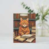 chat de bibliothèque #8 carte postale (Debout devant)