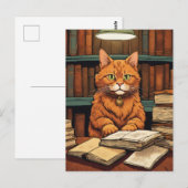 chat de bibliothèque #8 carte postale (Devant / Derrière)