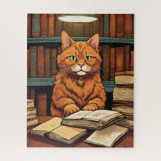 chat de bibliothèque #8 puzzle (Vertical)