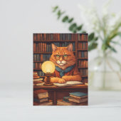 chat de bibliothèque #9 carte postale (Debout devant)