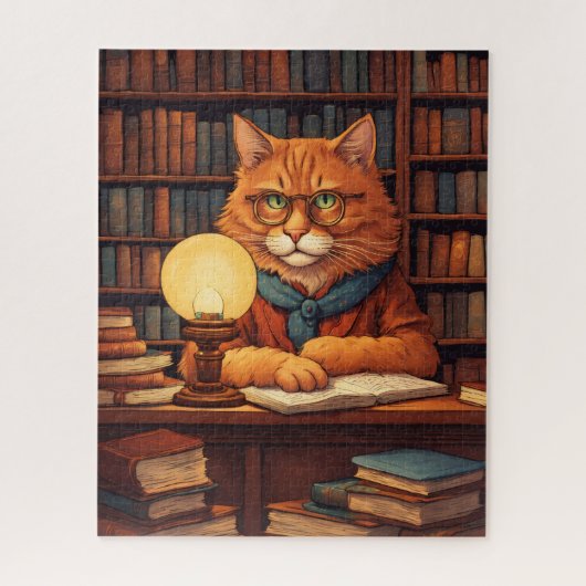 chat de bibliothèque #9 puzzle (Vertical)