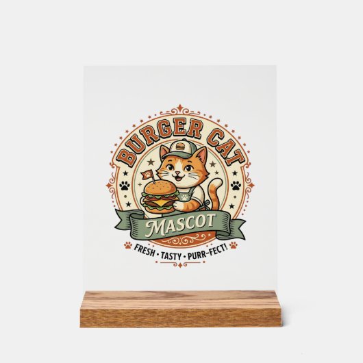 Chat de Burger Mascotte Chat Nourriture Rapide Mas (Recto)