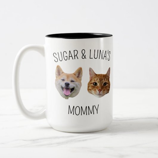Chat de chien personnalisé visage Mug, Mug cadeau (Gauche)