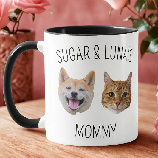 Chat de chien personnalisé visage Mug, Mug cadeau 