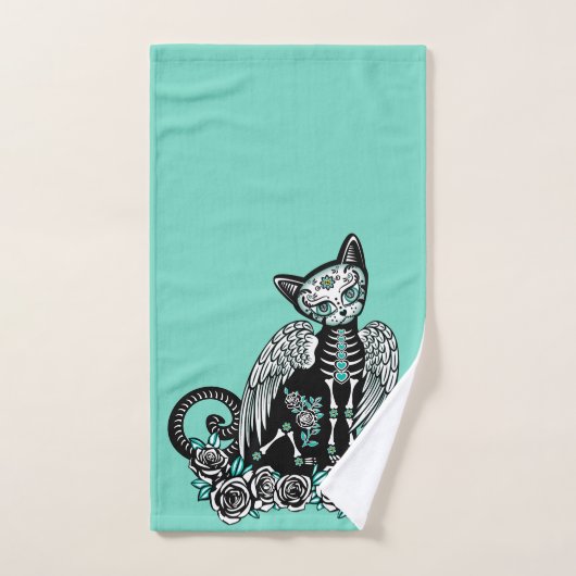 Chat de crâne de sucre (Serviette à main)