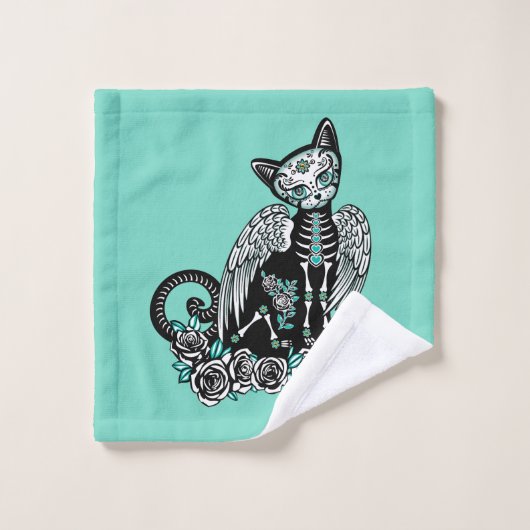 Chat de crâne de sucre (Gant de toilette)