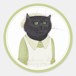 CHAT DE CUISINE GRAND Stickers ronds