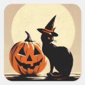 Chat de cuisine noire Halloween et Sticker Citroui (Devant)