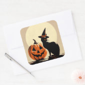 Chat de cuisine noire Halloween et Sticker Citroui (Enveloppe)
