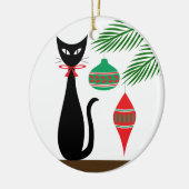 Chat de fête de milieu de siècle avec ornements (Gauche)