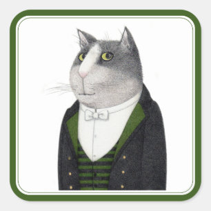 CHAT DE FOOTMAN Stickers grand Carré