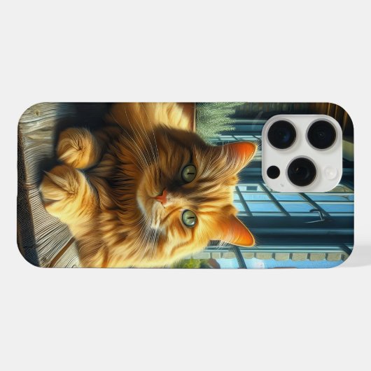 Chat de gingembre allongé sur une table par une fe (Verso Horizontal)