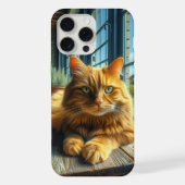 Chat de gingembre allongé sur une table par une fe (Verso)