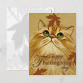 Chat de gingembre et feuille - carte postale (Devant / Derrière)